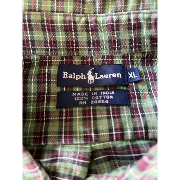 Ralph Lauren Men's Green Plaid‎ Button-Down XL - Picture 4 of 6